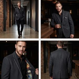 House-of-cavani Men's Black and Grey Jacket